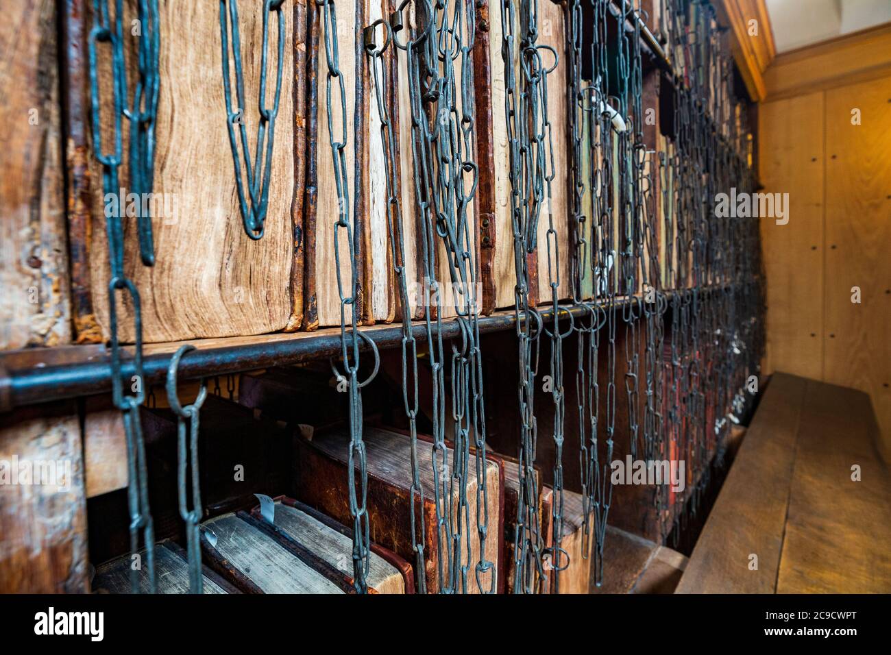 Medieval books and chains at the Hereford Cathedral Chained Library