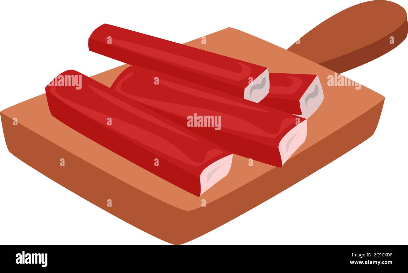 Red crab sticks, illustration, vector on white background Stock Vector