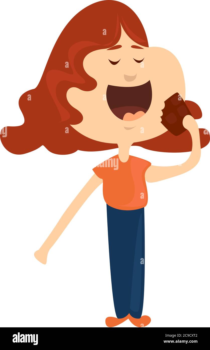 Girl eating chocolate, illustration, vector on white background Stock Vector Image & Art - Alamy Girl eating chocolate, illustration, vector on white background Stock Vector Image & Art - Alamy