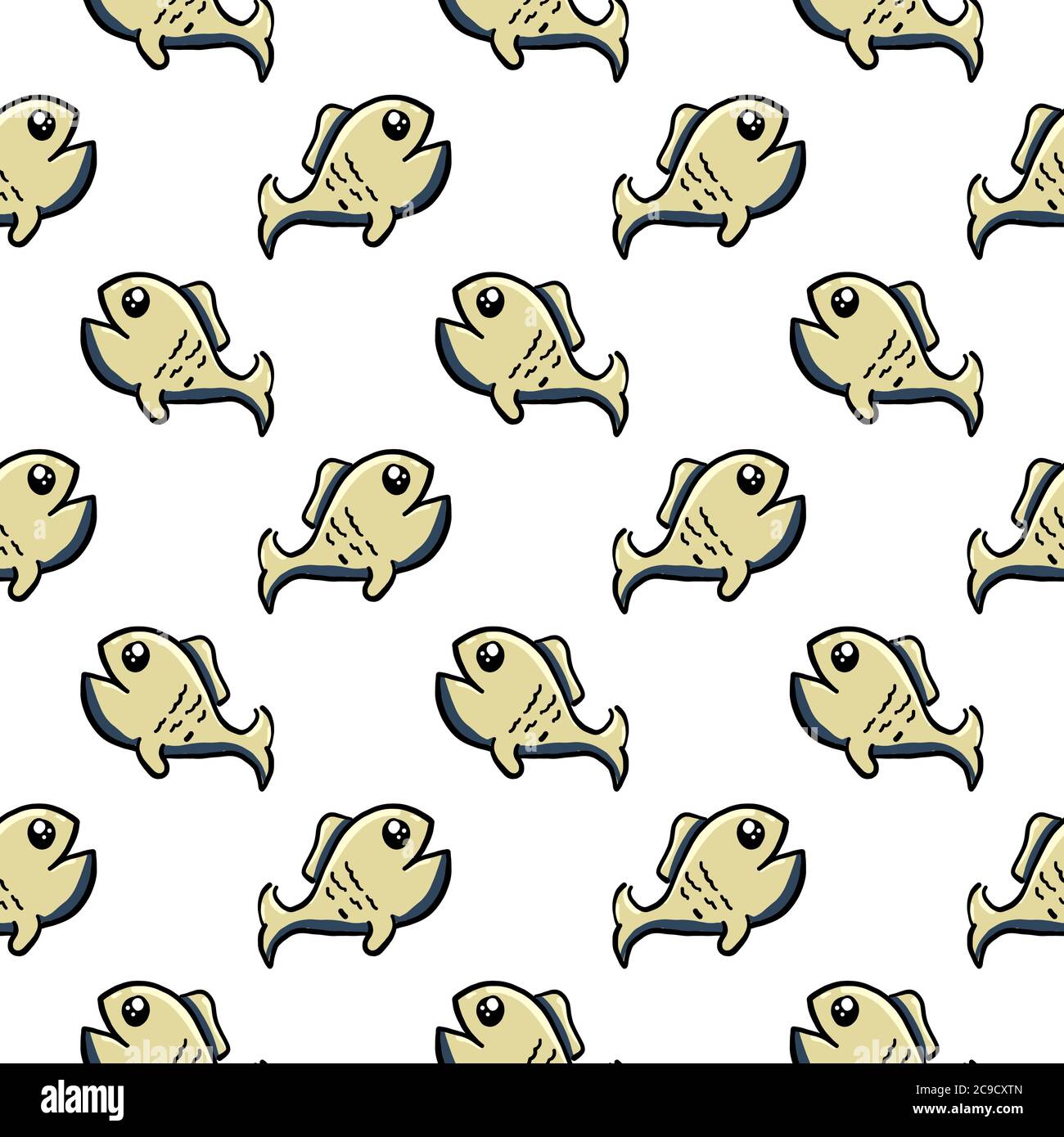 Small fish ,seamless pattern on white background. Stock Vector