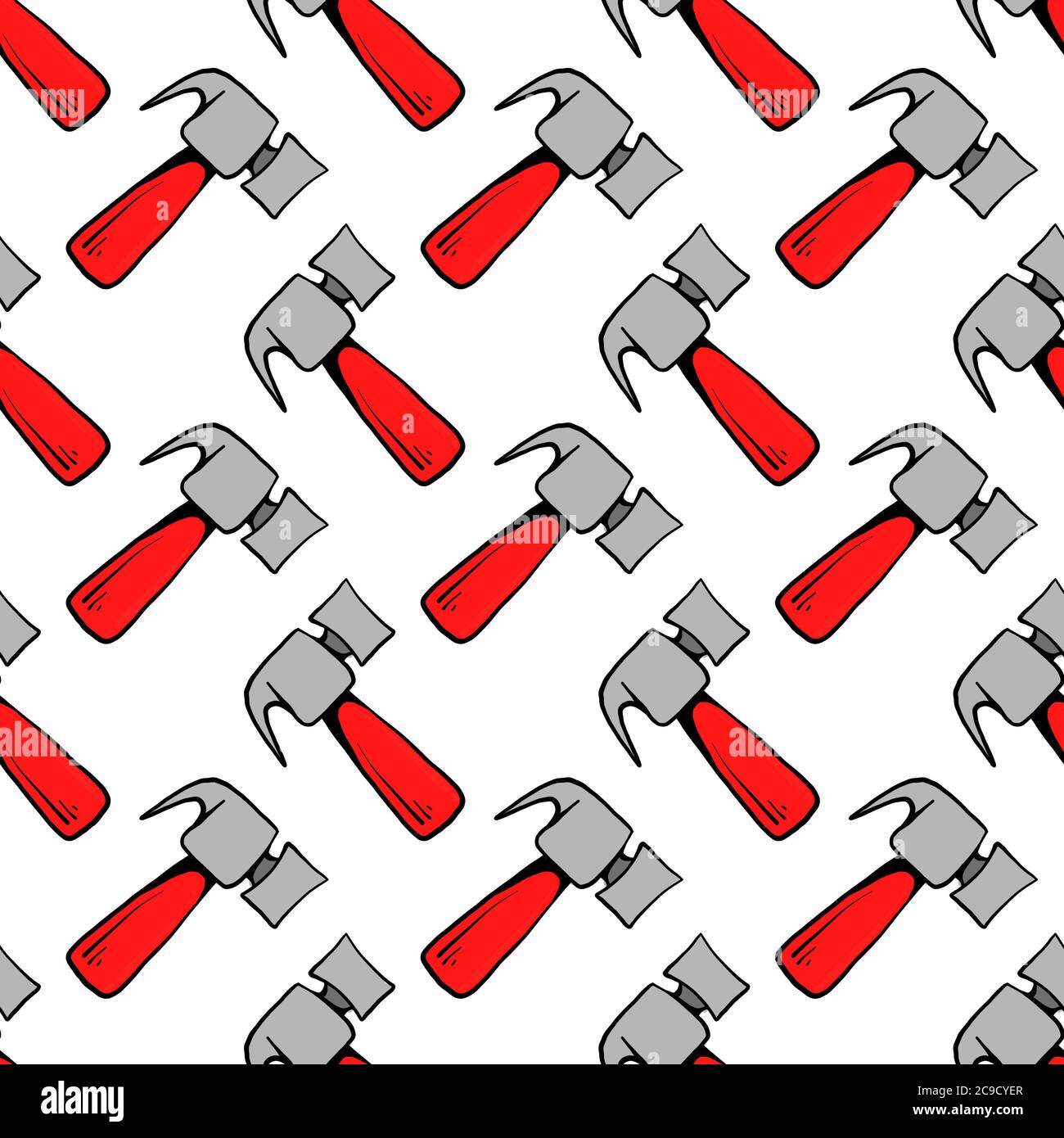 Littlle hammers ,seamless pattern on white background. Stock Vector