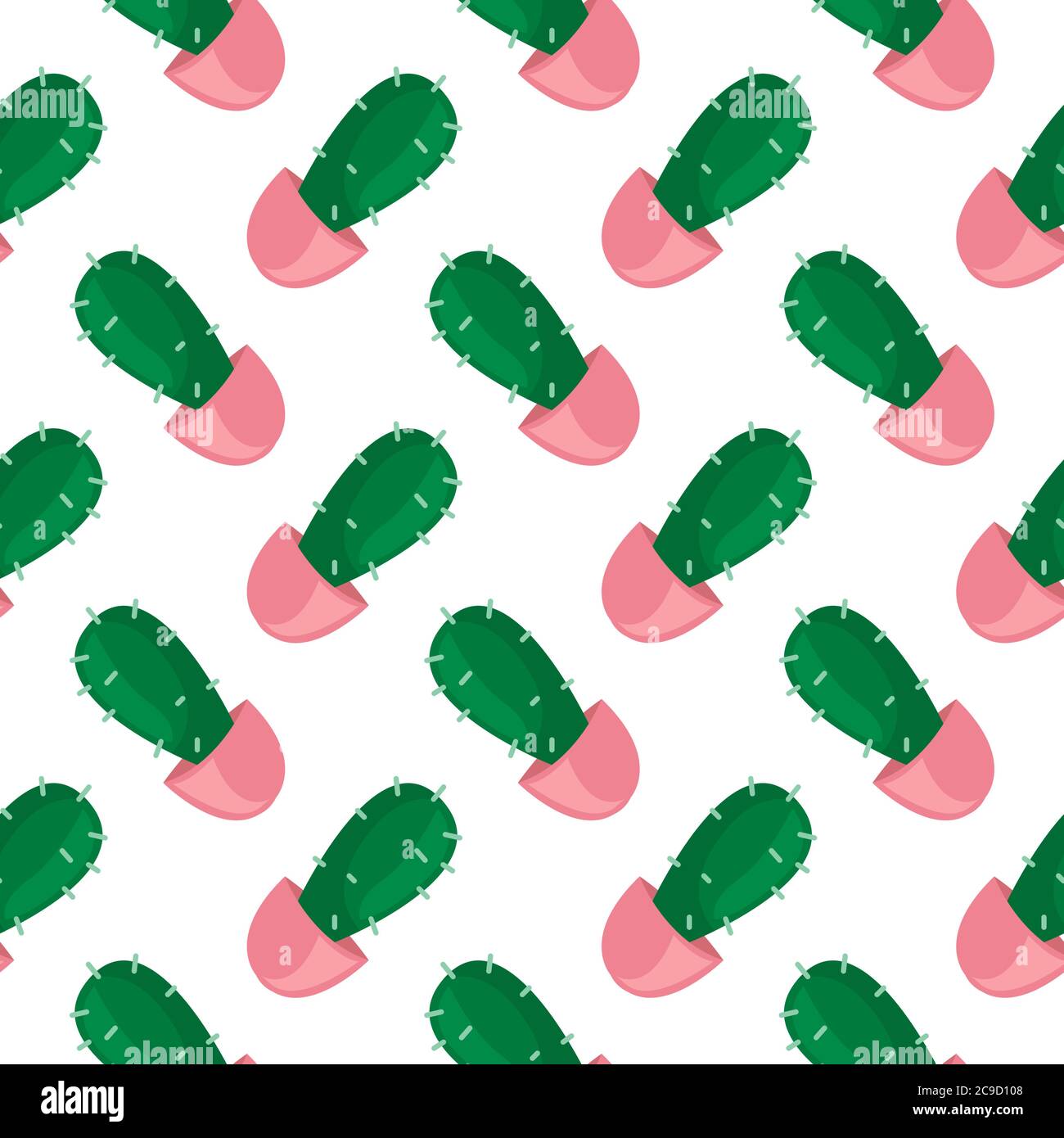 Cactus in a pink pot ,seamless pattern on white background Stock Vector ...