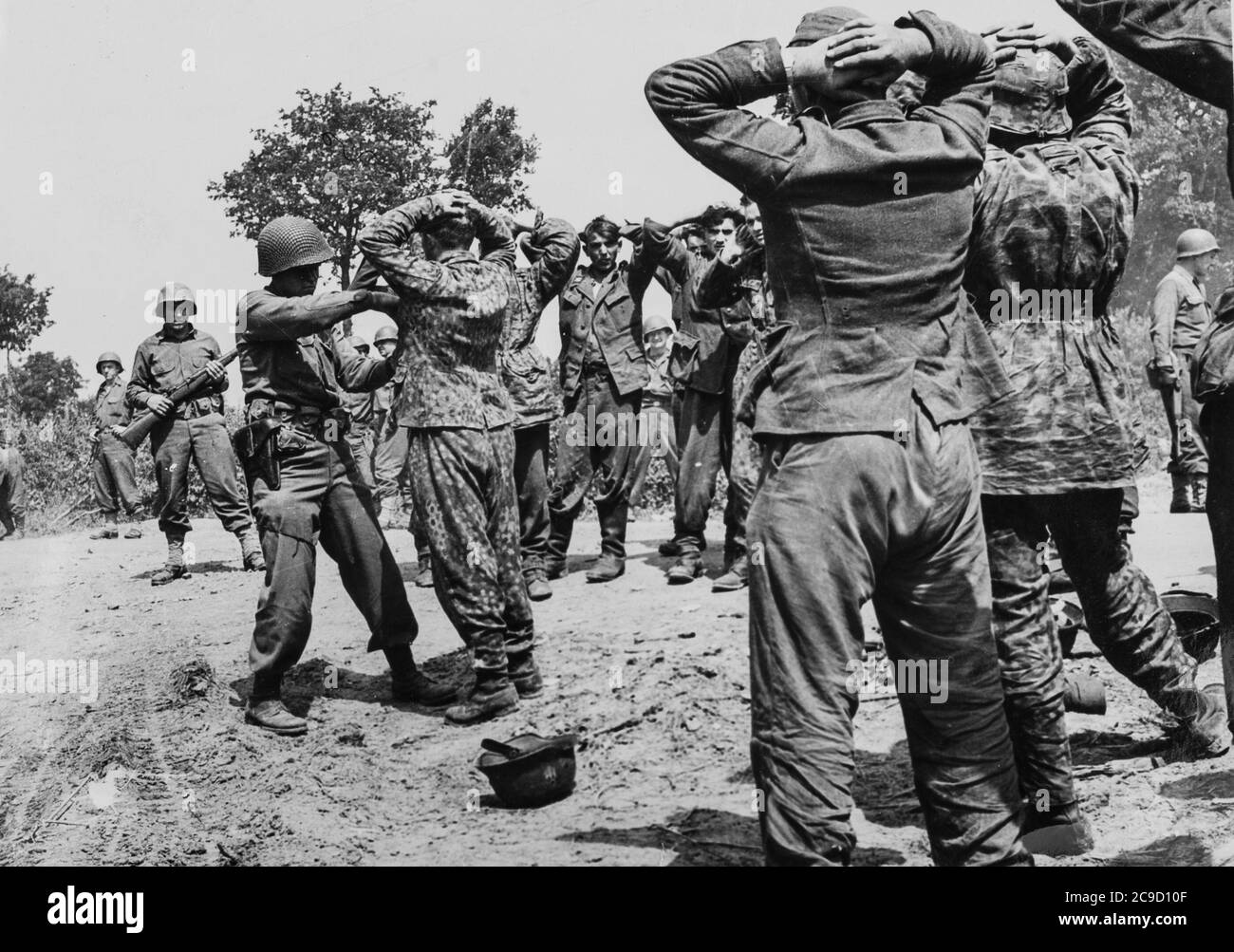 World War 2 - German Soldiers Surrendering to US Soldiers Stock Photo