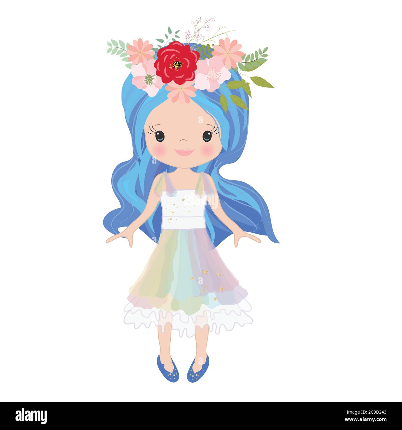 Vector Illustration Beautiful Cute Little Girl Stock Vector Image & Art ...