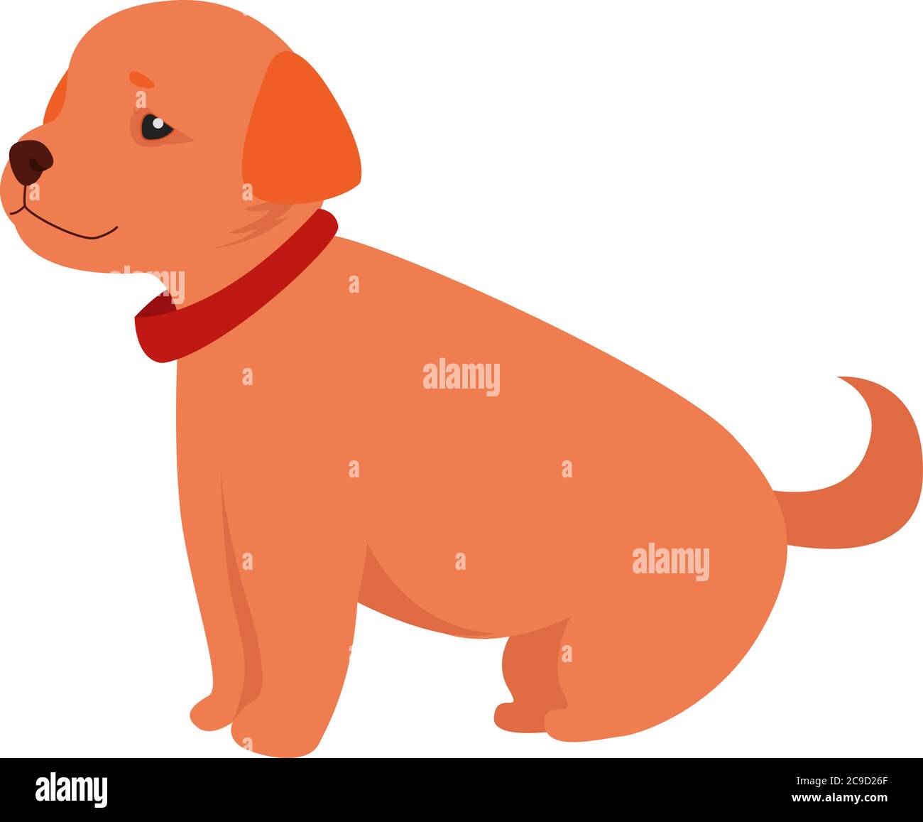 Dog with collar, illustration, vector on white background Stock Vector