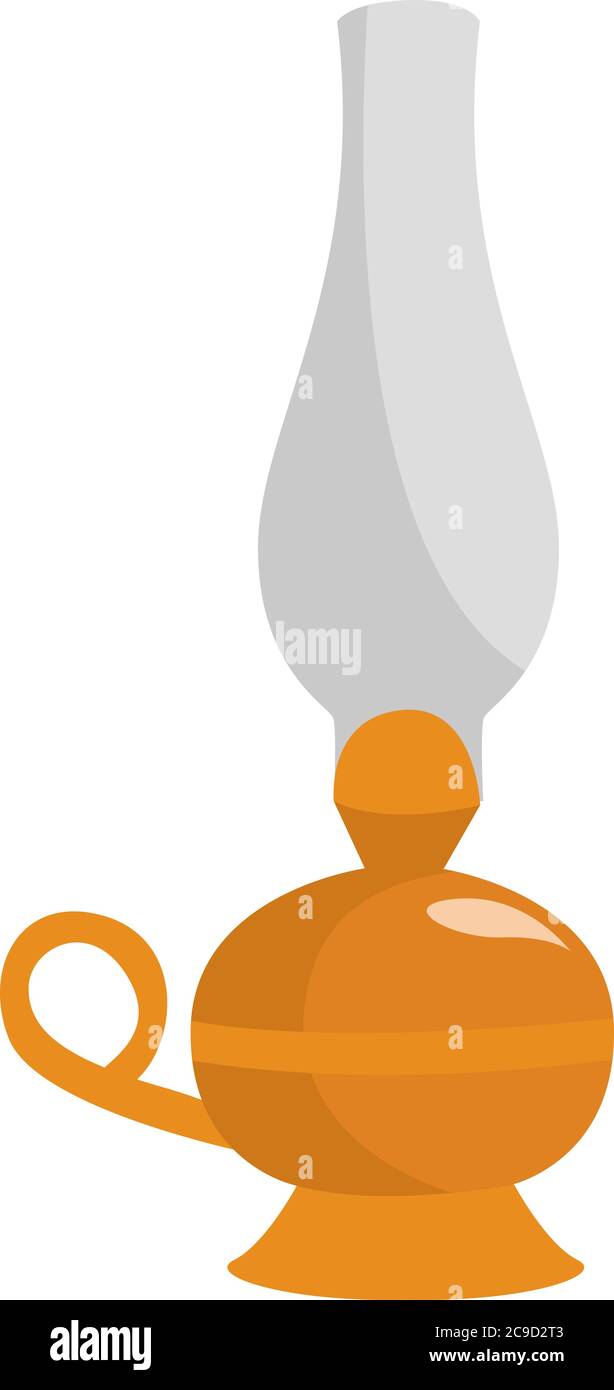 Kerosene lamp, illustration, vector on white background Stock Vector