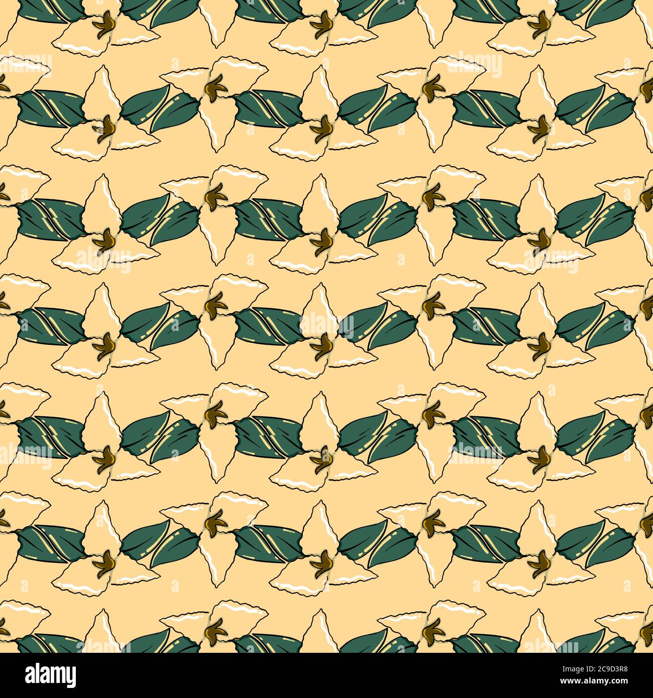 Beautiful flower ,seamless pattern on light yellow background Stock ...