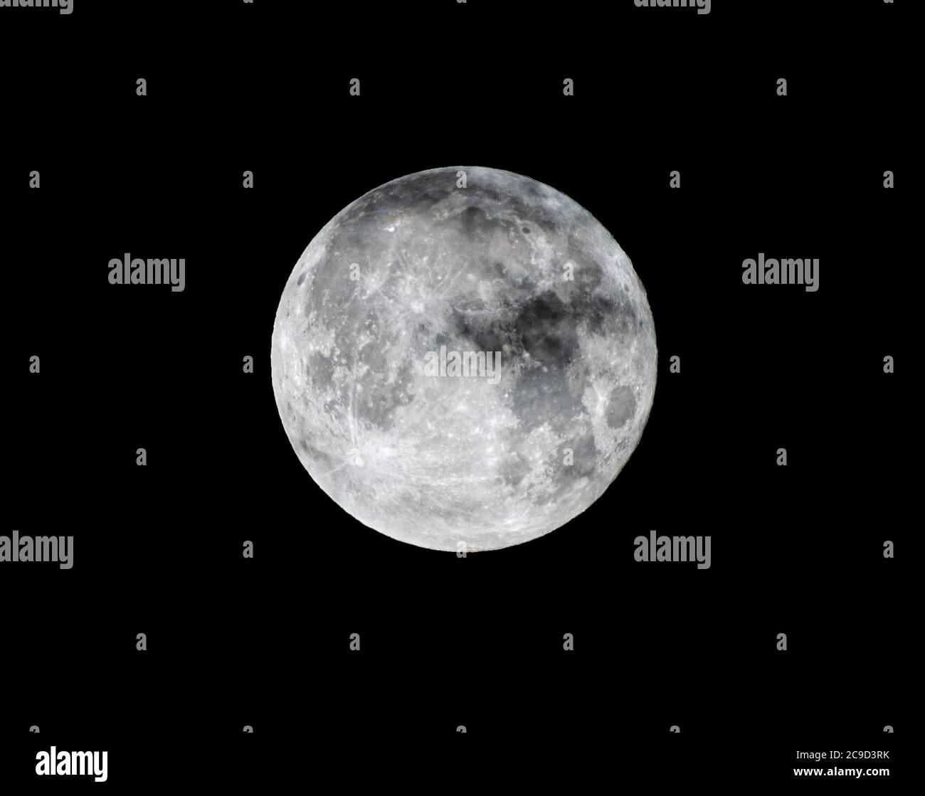 Detailed image of the full moon. Full moon against the black night sky ...