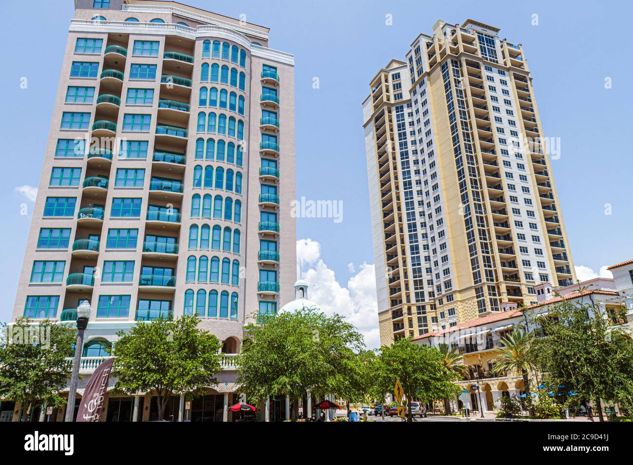 St. Saint Petersburg Florida,Beach Drive,city skyline cityscape,high rise,condominium buildings,city skyline cityscape,visitors travel traveling tour Stock Photo