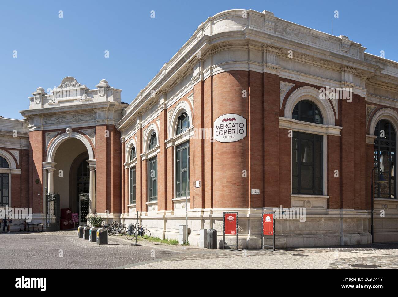 Ravenna, Italy.  July 28, 2020.  view of the covered market building Stock Photo