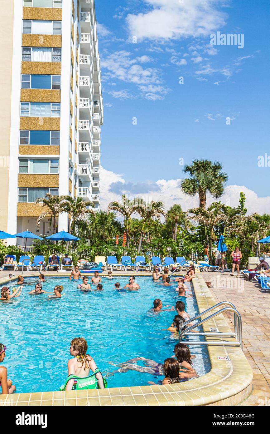 Clearwater Beach Florida,swimming pool,visitors travel traveling tour tourist tourism landmark landmarks culture cultural,vacation group people person Stock Photo