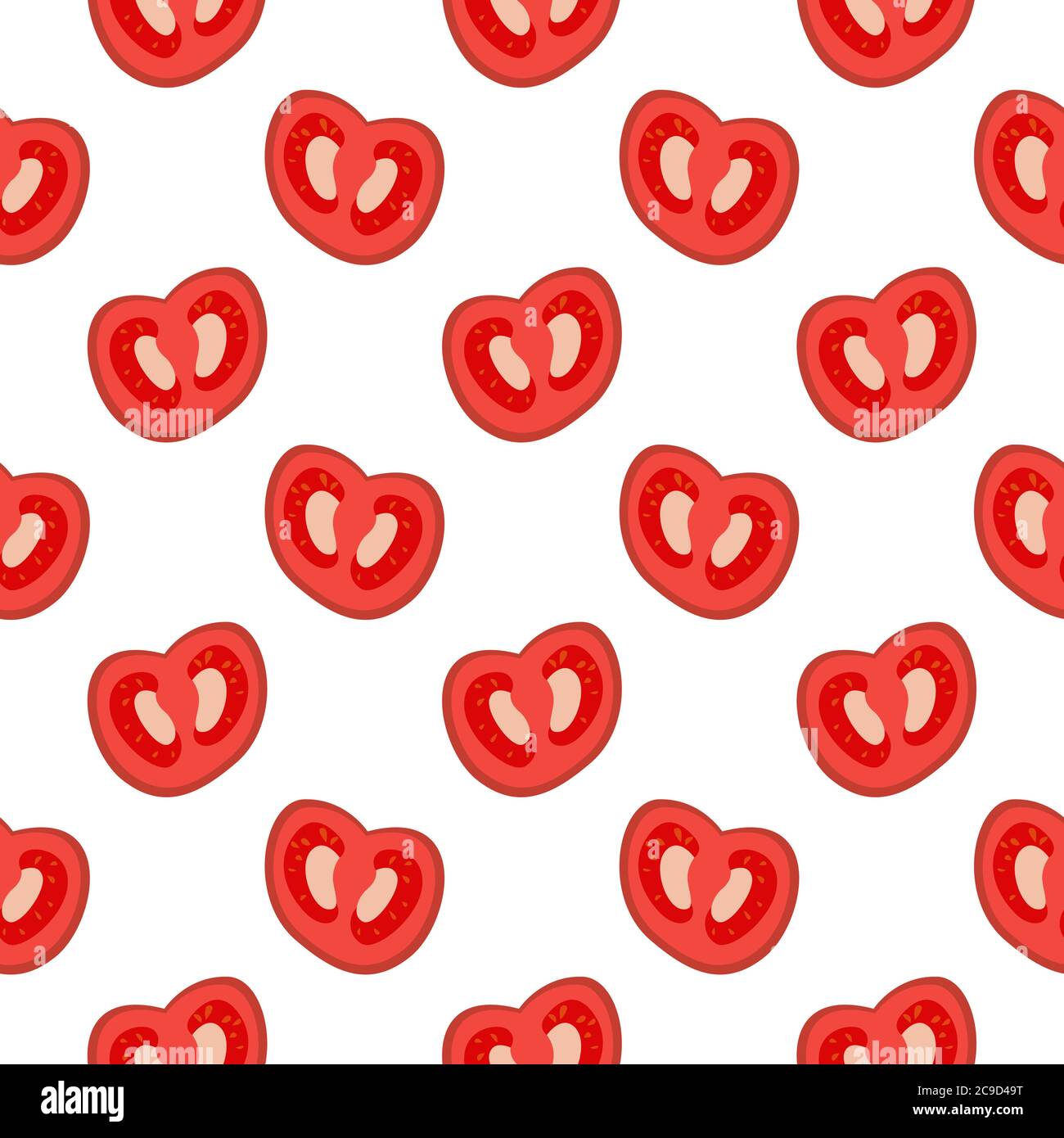 Red tomato ,seamless pattern on white background. Stock Vector