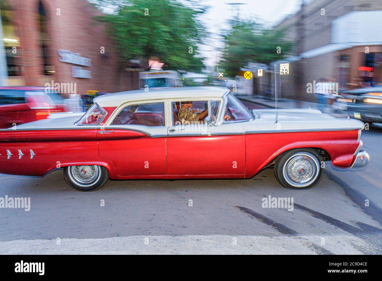 Ybor City Tampa Florida,7th Avenue,historic Latin Quarter,1959 Ford Custom 300,visitors travel traveling tour tourist tourism landmark landmarks cultu Stock Photo