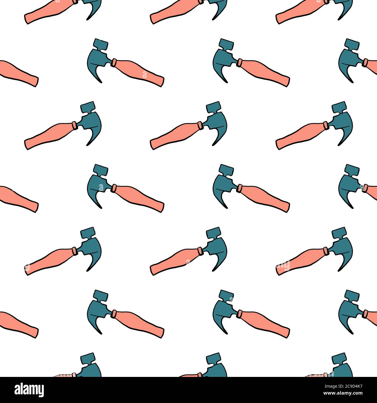 Grey hammer ,seamless pattern on white background. Stock Vector