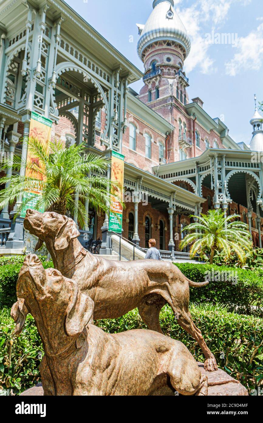 Tampa Florida,University of Tampa,1891 Tampa Bay water,hotel hotels lodging inn motel motels,Henry B. Plant Museum,campus,dogs statue,visitors travel Stock Photo