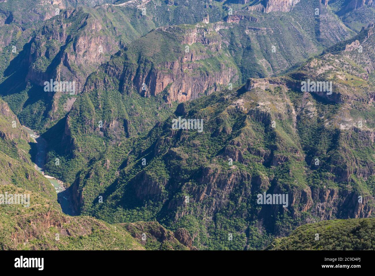 Divisadero, Copper Canyon, Chihuahua, Mexico.  Scenic Landscape View from Aerial Gondola. Stock Photo