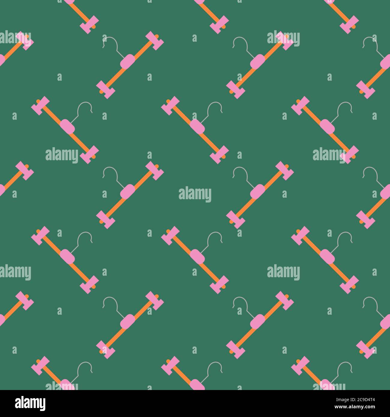 Little hangers ,seamless pattern on dark green background. Stock Vector