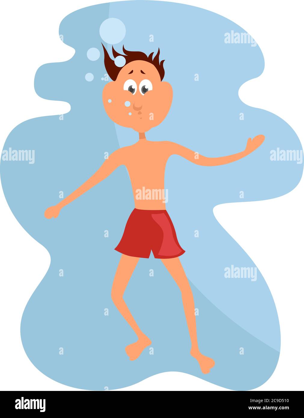 Man drowning, illustration, vector on white background Stock Vector