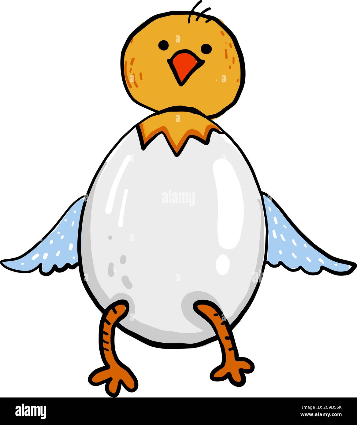 Happy chick in egg, illustration, vector on white background Stock Vector
