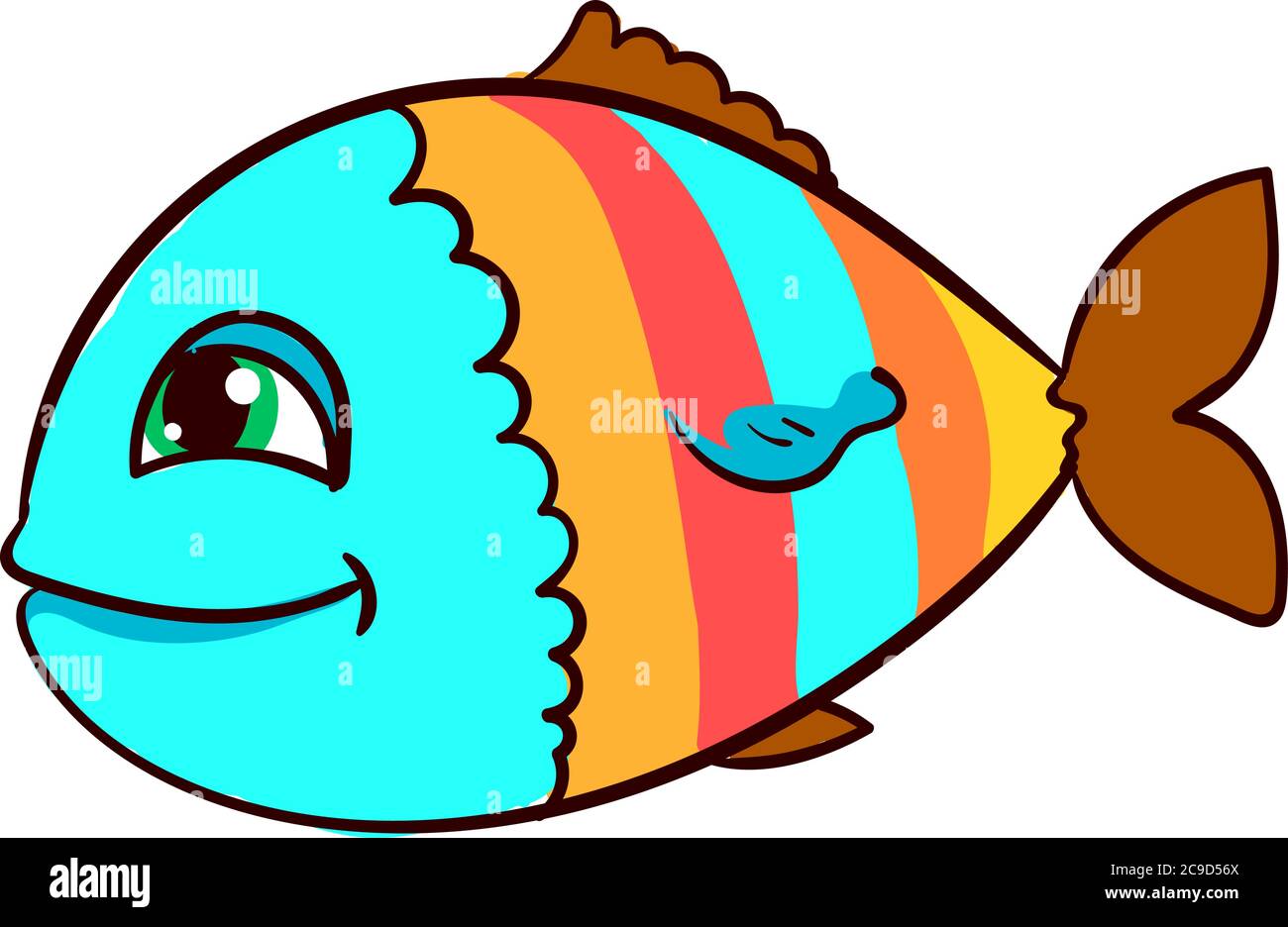 Happy colorful fish, illustration, vector on white background Stock Vector