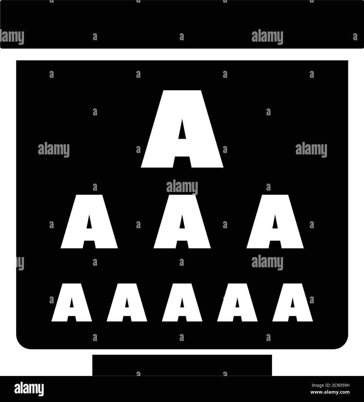 Vision Text Board, Optometry Admission Test. Flat Vector Icon