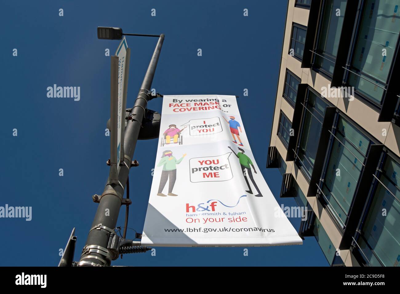 hammersmith and fulham council banner urging the public to wear face