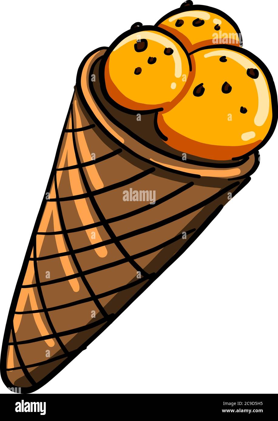 Orange ice cream, illustration, vector on white background Stock Vector