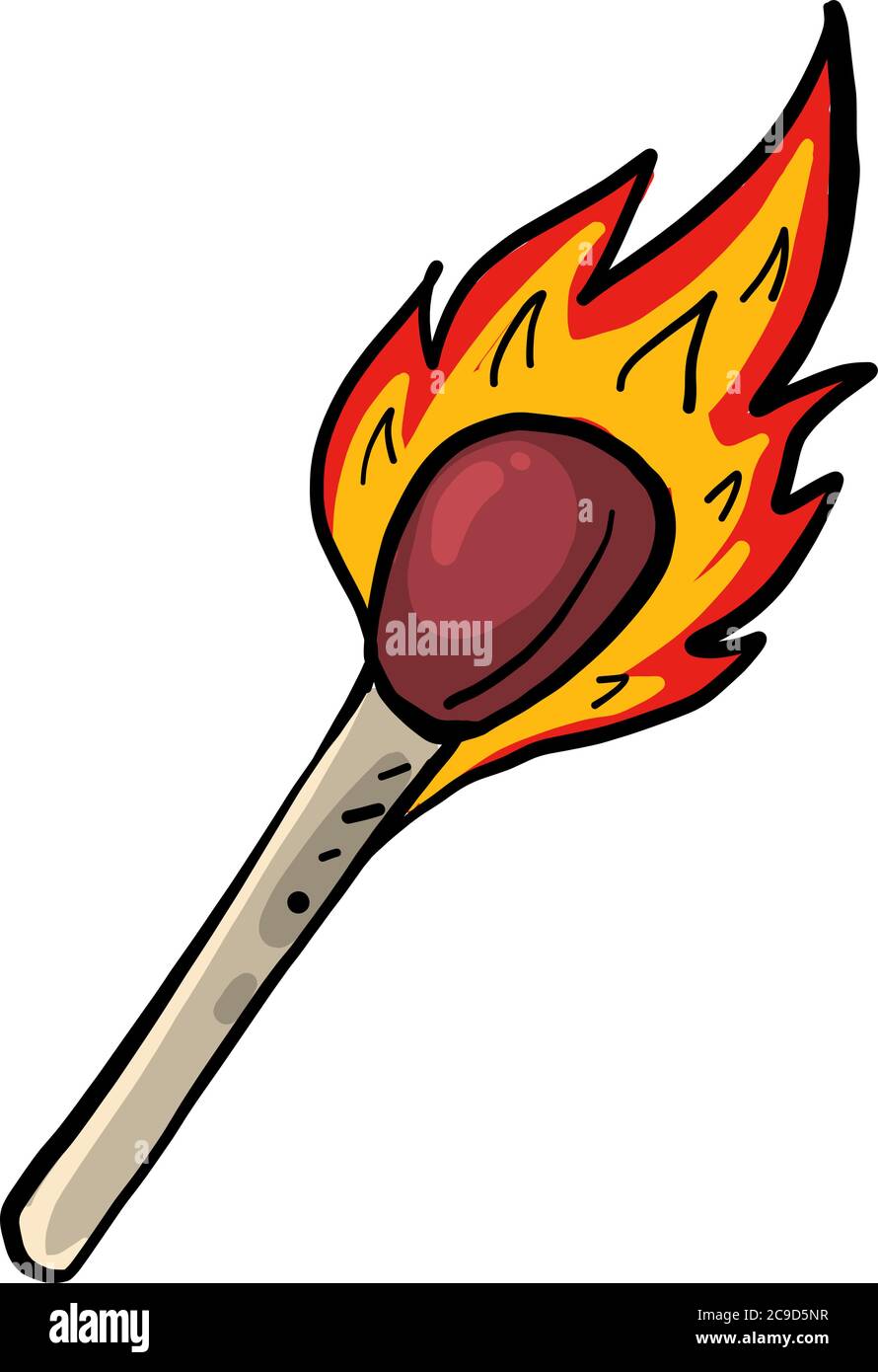 Match on fire, illustration, vector on white background Stock Vector ...
