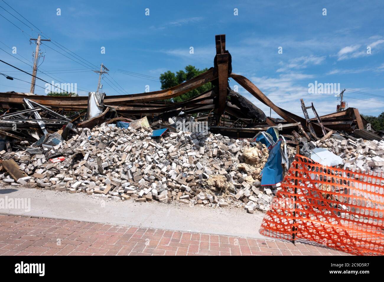 Destruction of a business on University Avenue due to George Floyd's murder rioting and burning. St Paul Minnesota MN USA Stock Photo