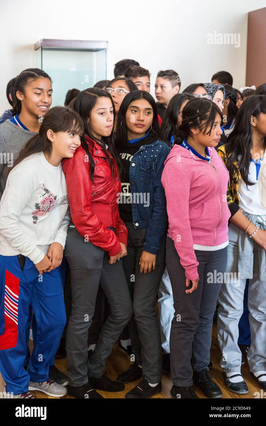 Ciudad Juarez, Chihuahua, Mexico. Mexican Secondary School Students Visiting the Museum of the Revolution on the Frontier. Stock Photo