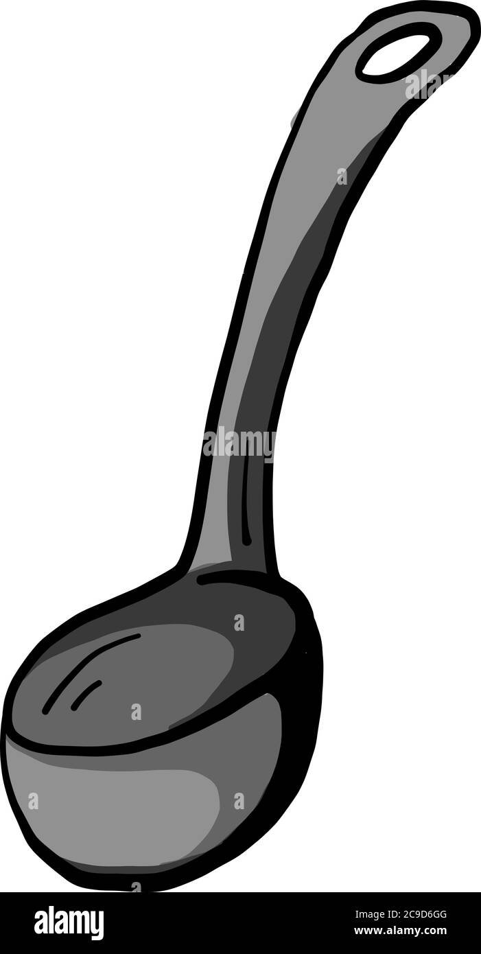 Kitchen ladle, illustration, vector on white background Stock Vector ...