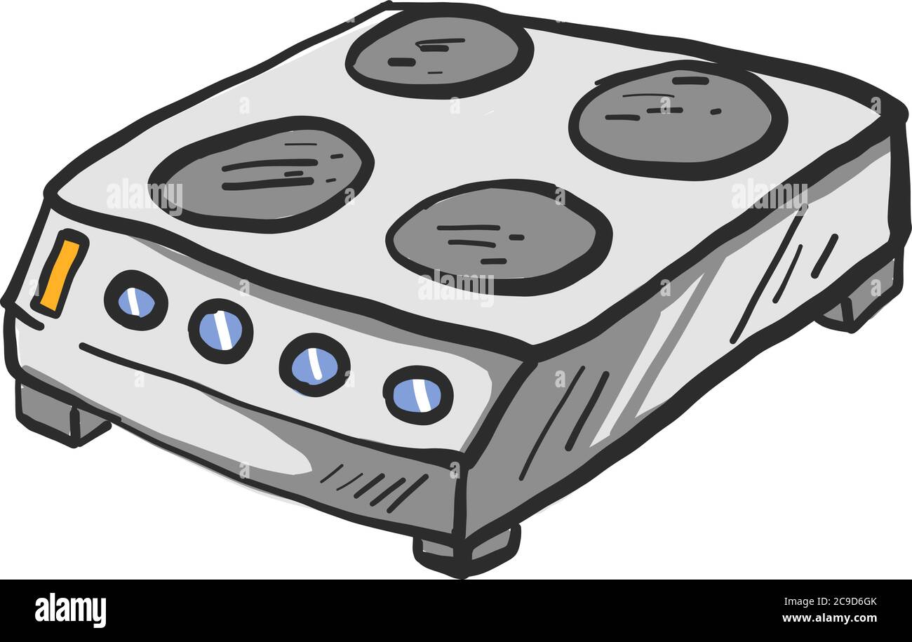 Grey gas stove, illustration, vector on white background Stock Vector