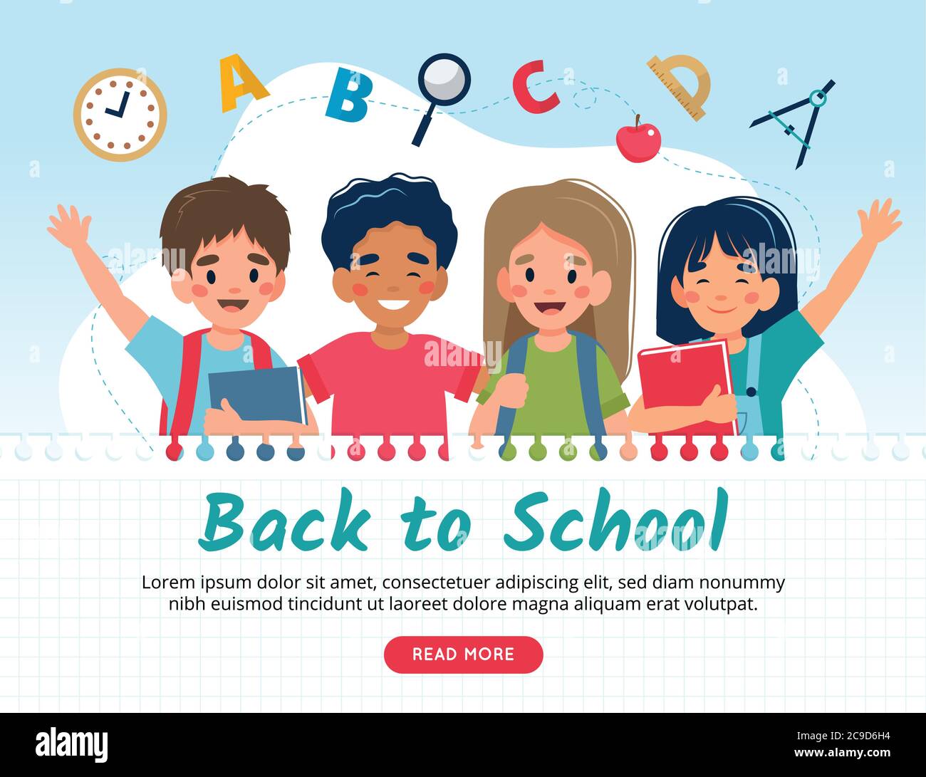 Back to school concept, cute characters. Vector illustration in flat ...