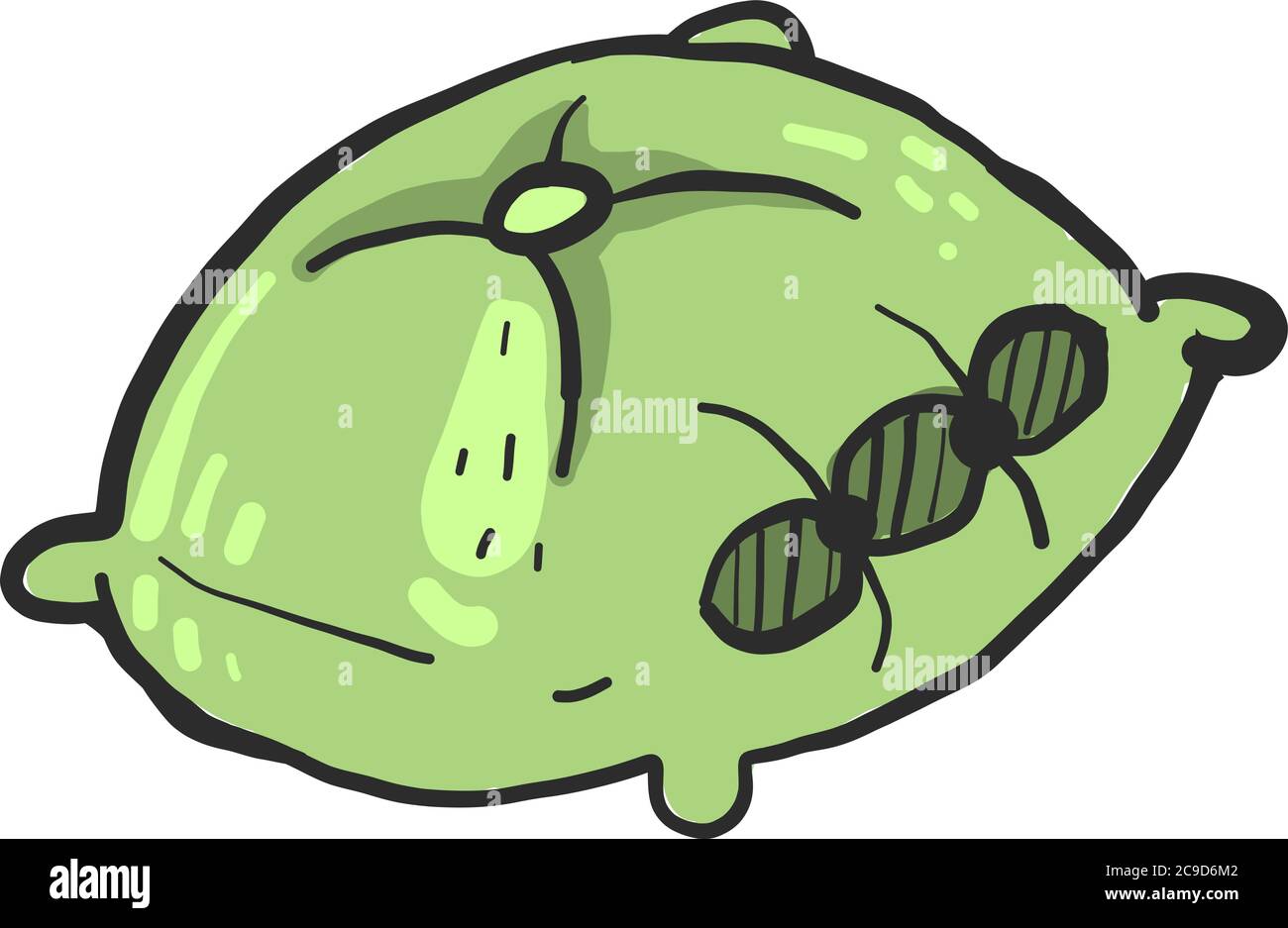 Green pillow, illustration, vector on white background Stock Vector