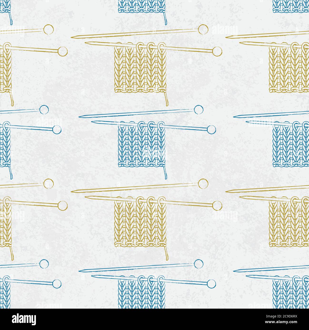 Vector seamless pattern with knit and knitting needles 2 Stock Vector