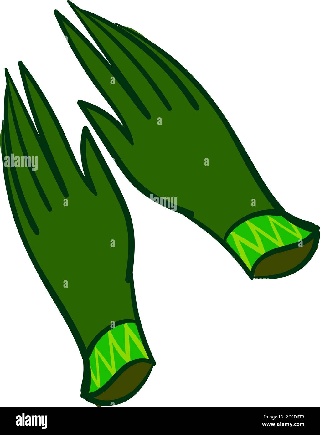 Green gloves, illustration, vector on white background Stock Vector