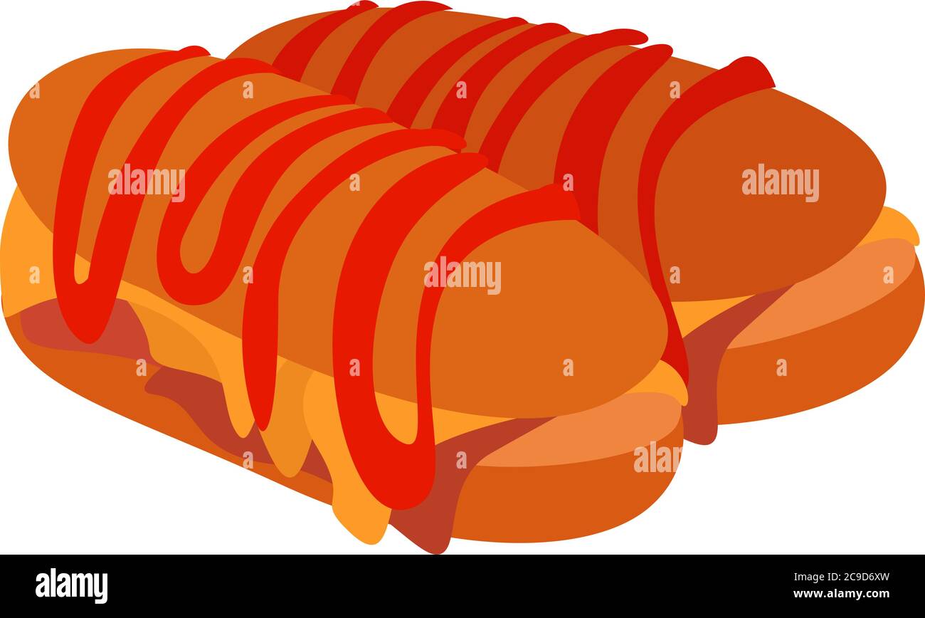 Ham and cheese, illustration, vector on white background Stock Vector
