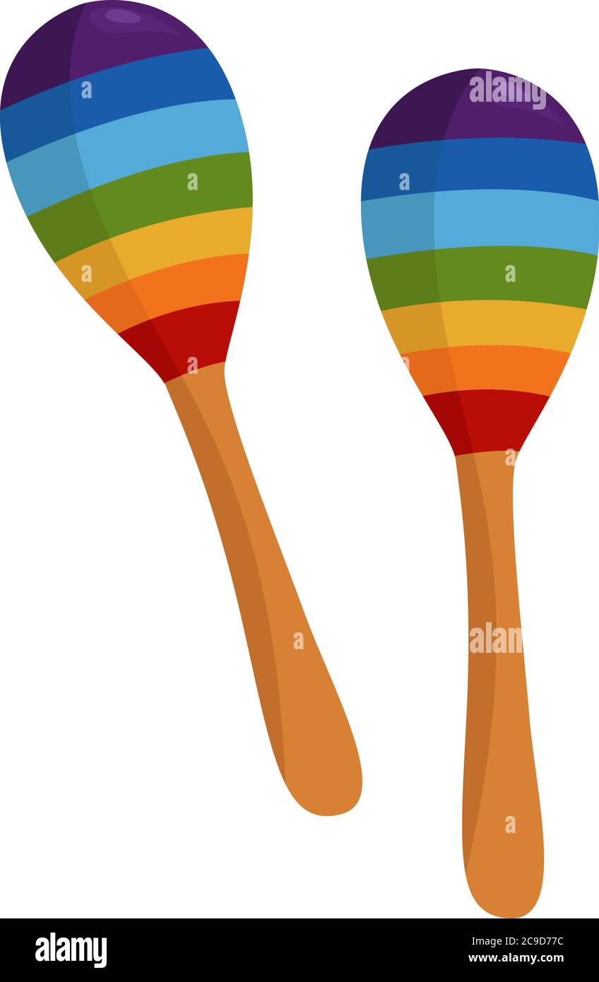 Maraca instrument, illustration, vector on white background Stock
