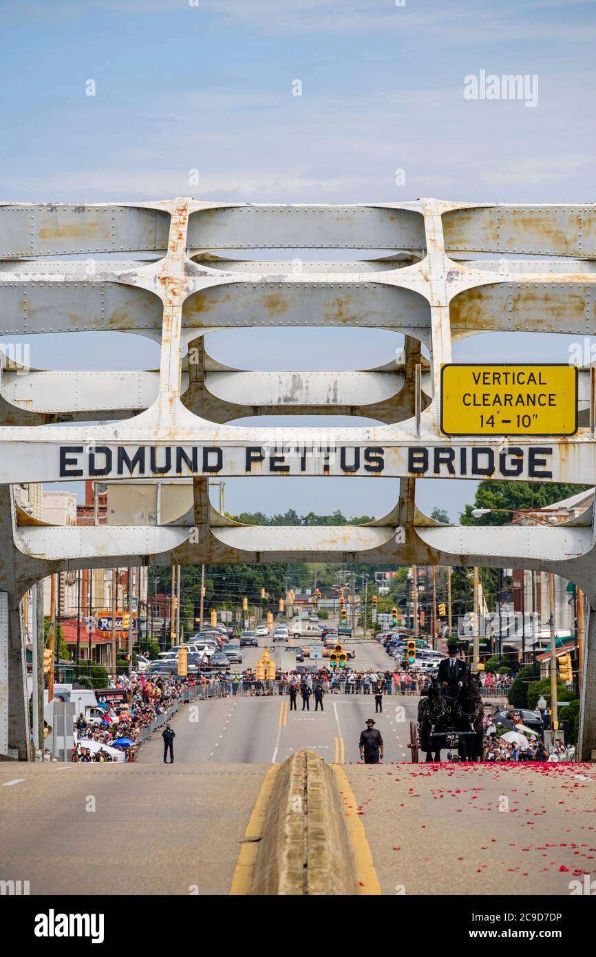 July 26, 2020, Selma, ALABAMA, USA The funeral procession for civil