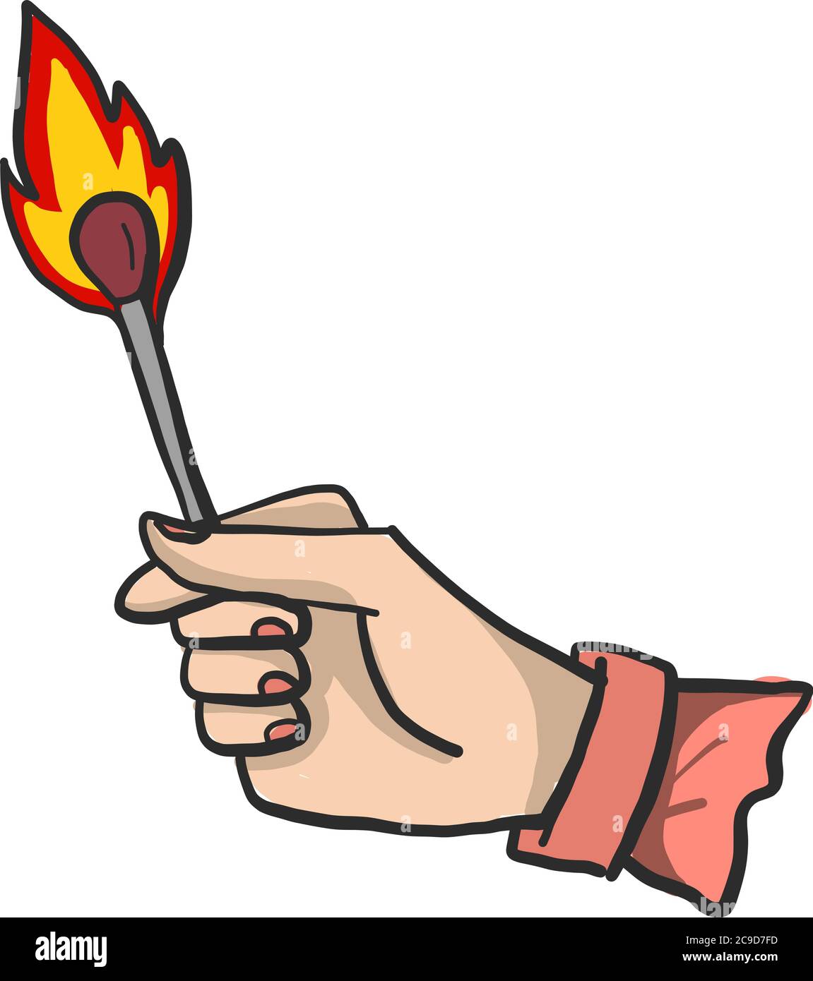Match on fire, illustration, vector on white background Stock Vector ...