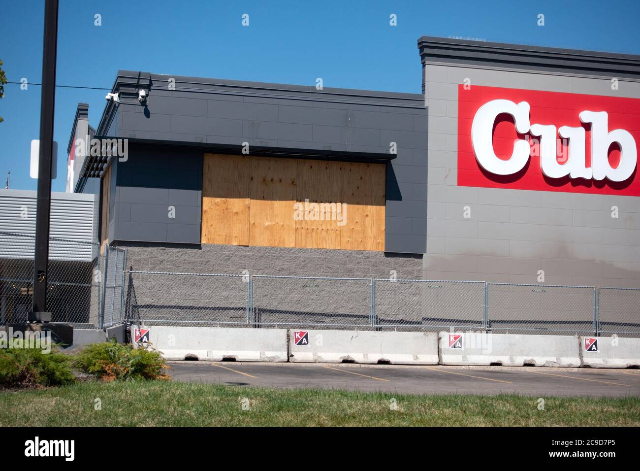 Back of the Cub Store that was burned and looted during the rioting from the police murder of George Floyd. Minneapolis Minnesota MN USA Stock Photo