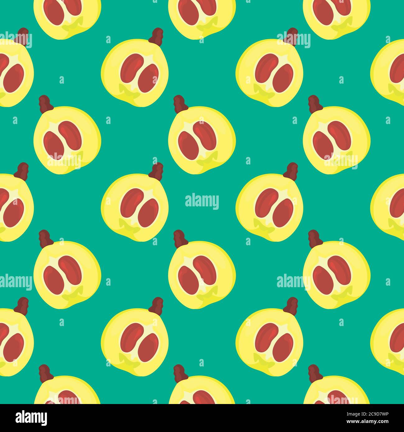 Juicy nefles ,seamless pattern on green background. Stock Vector