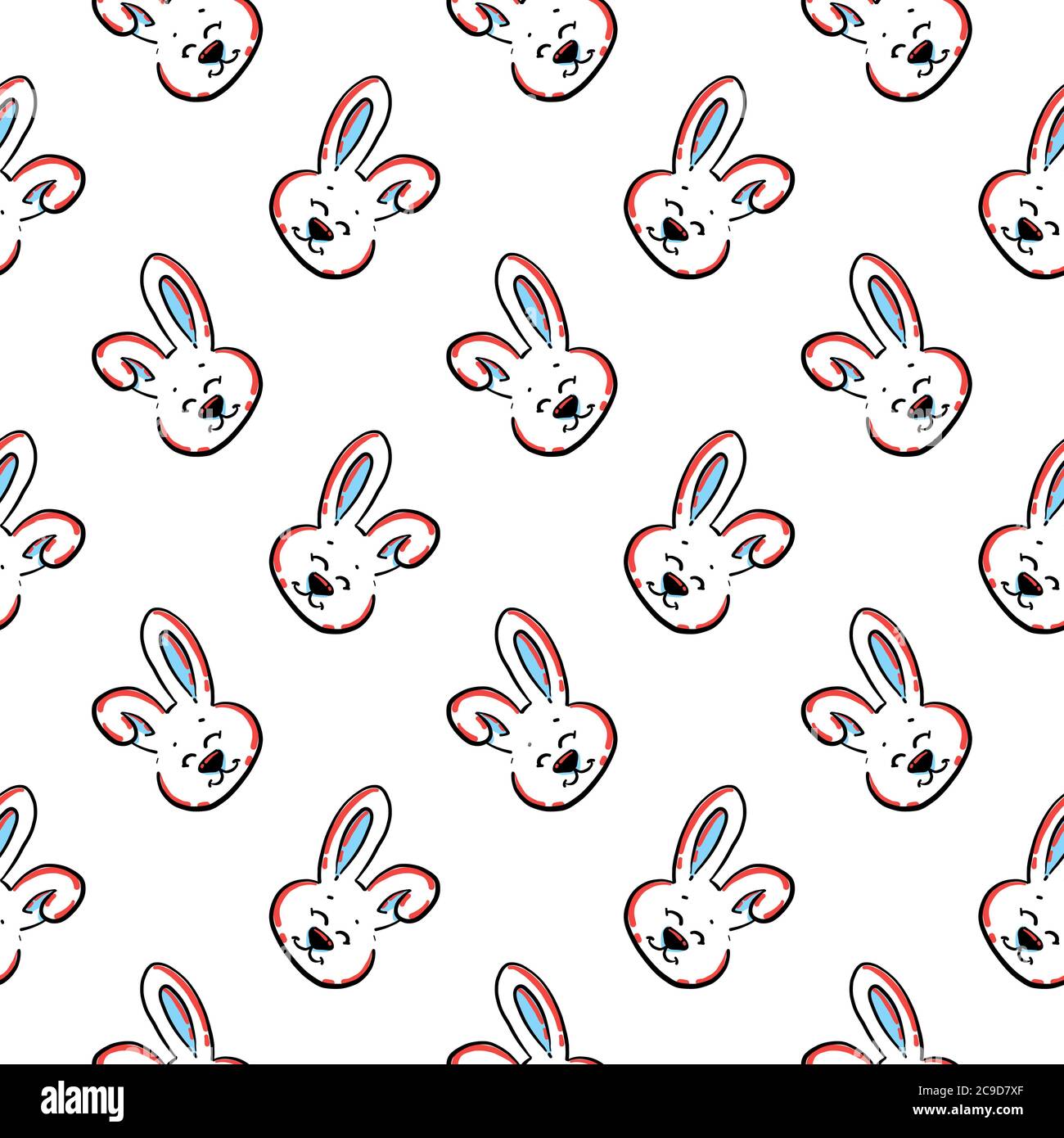 Happy bunny ,seamless pattern on white background Stock Vector Image ...