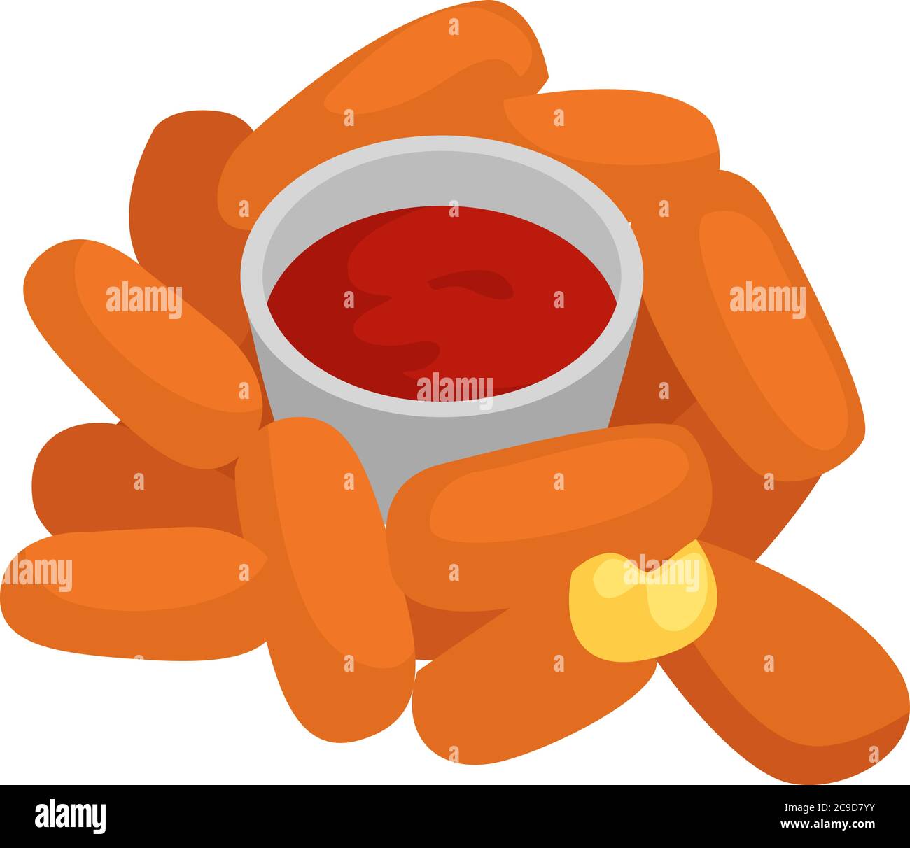 Mozzarella sticks, illustration, vector on white background Stock