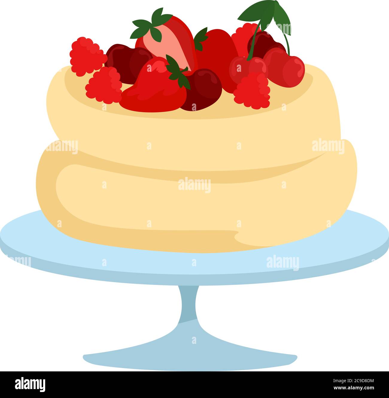Pavlova cake, illustration, vector on white background Stock Vector