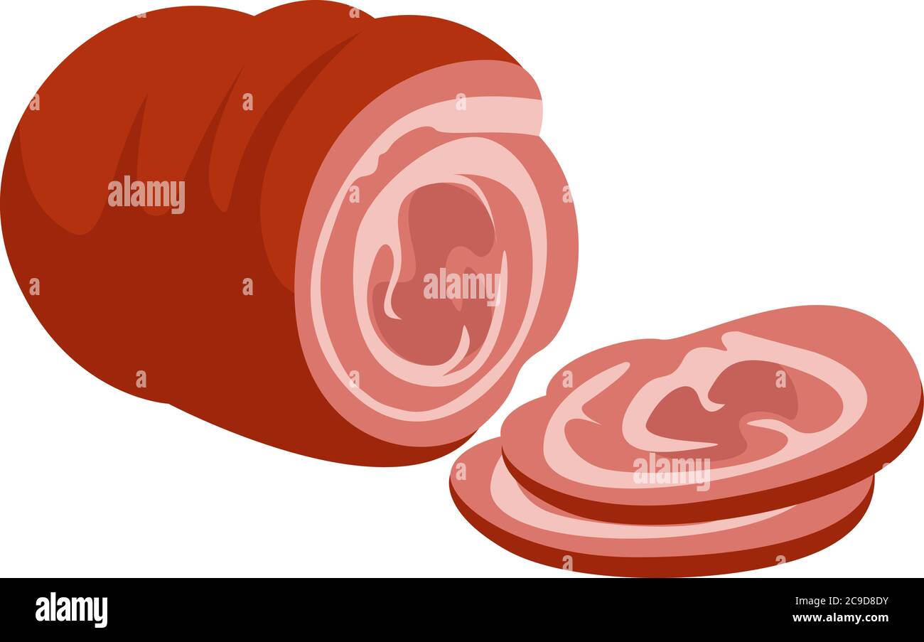 Pancetta food, illustration, vector on white background Stock Vector