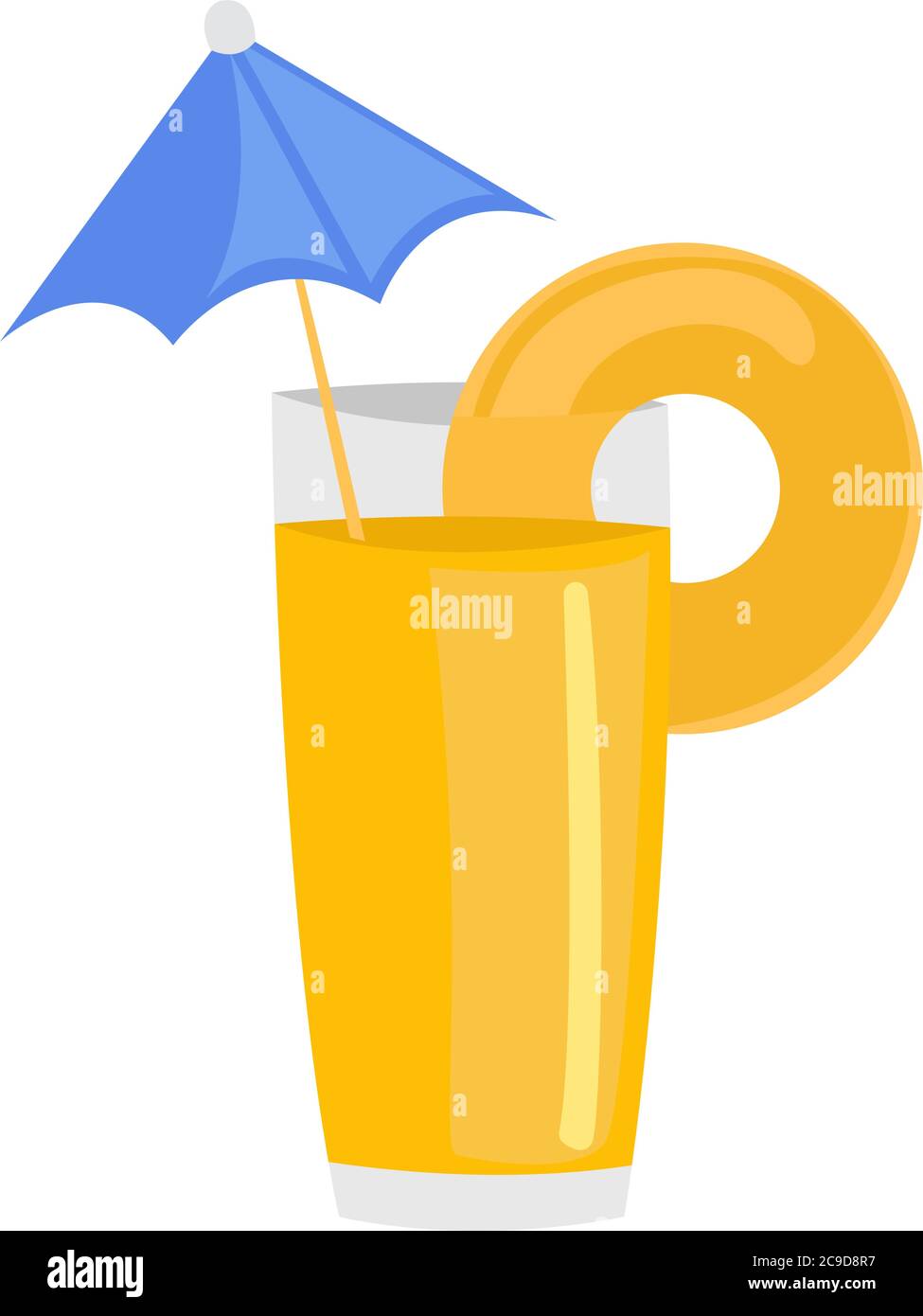 Pineapple juice, illustration, vector on white background Stock Vector