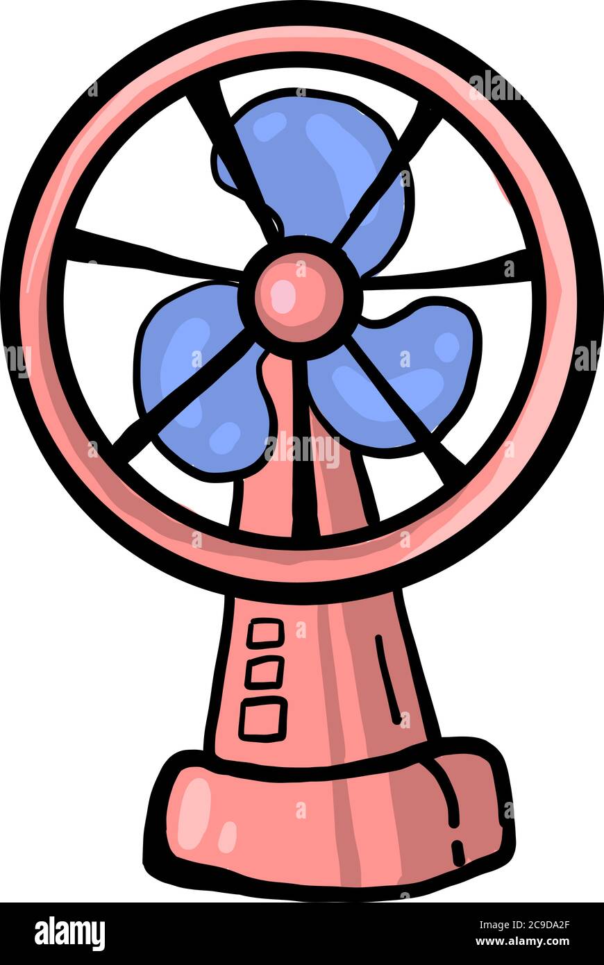Pink fan, illustration, vector on white background Stock Vector