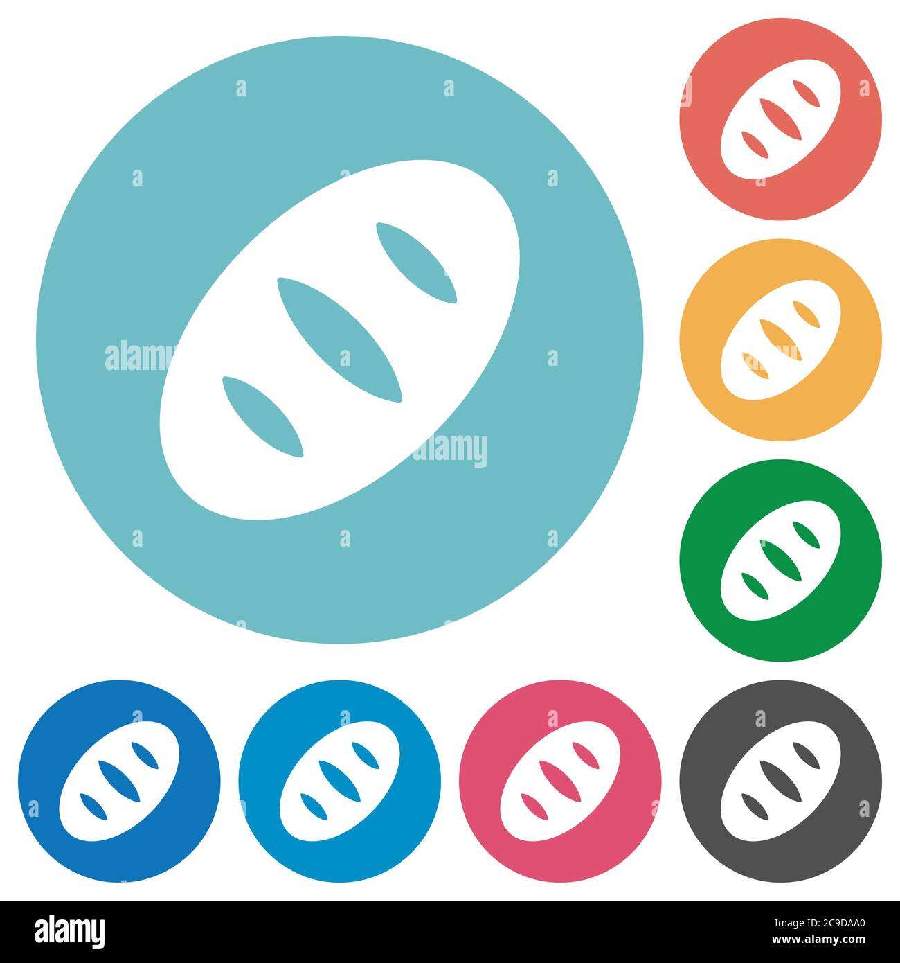 Bread flat white icons on round color backgrounds Stock Vector