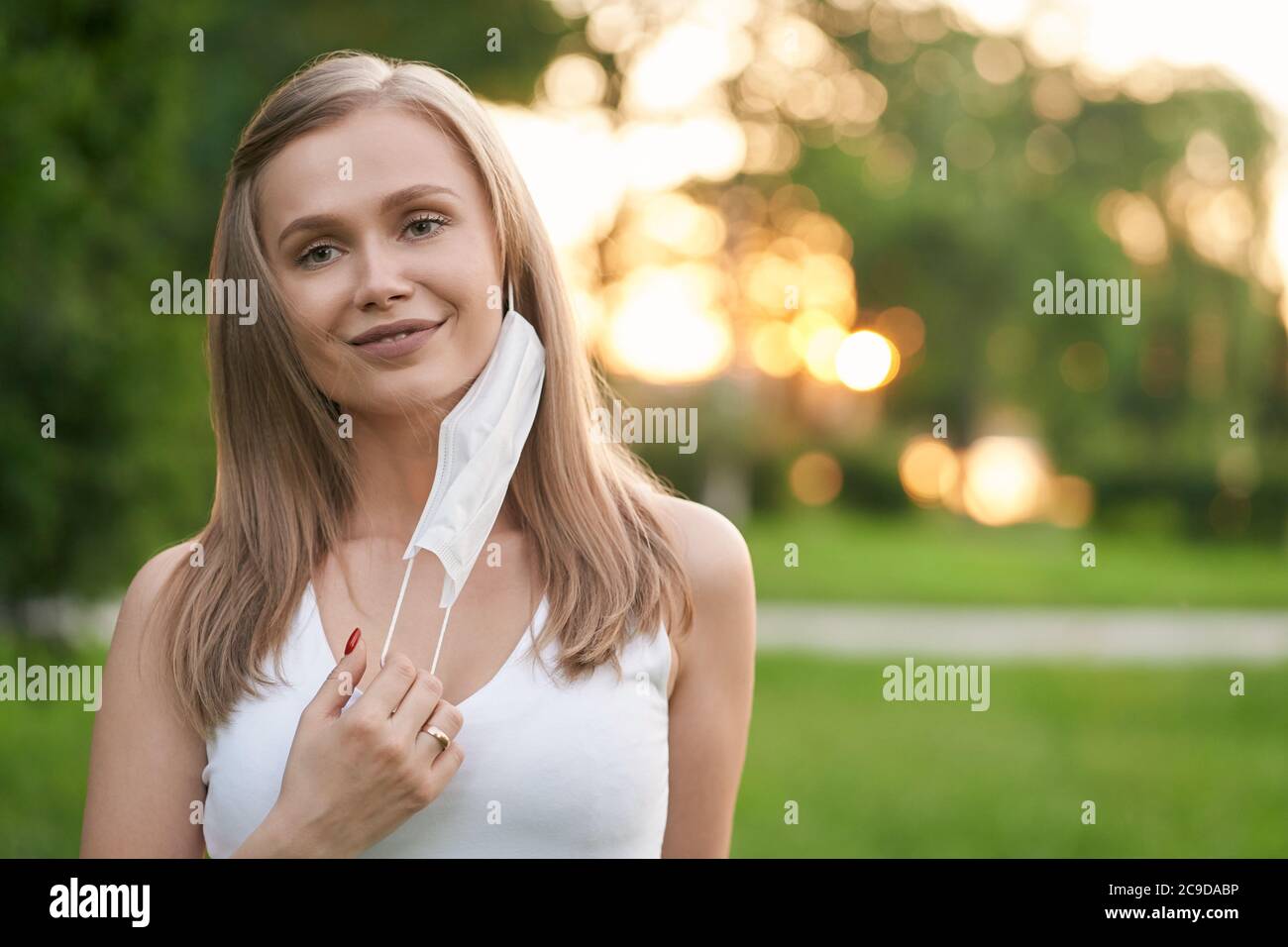 Beautiful blonde model mask on hi-res stock photography and images - Alamy